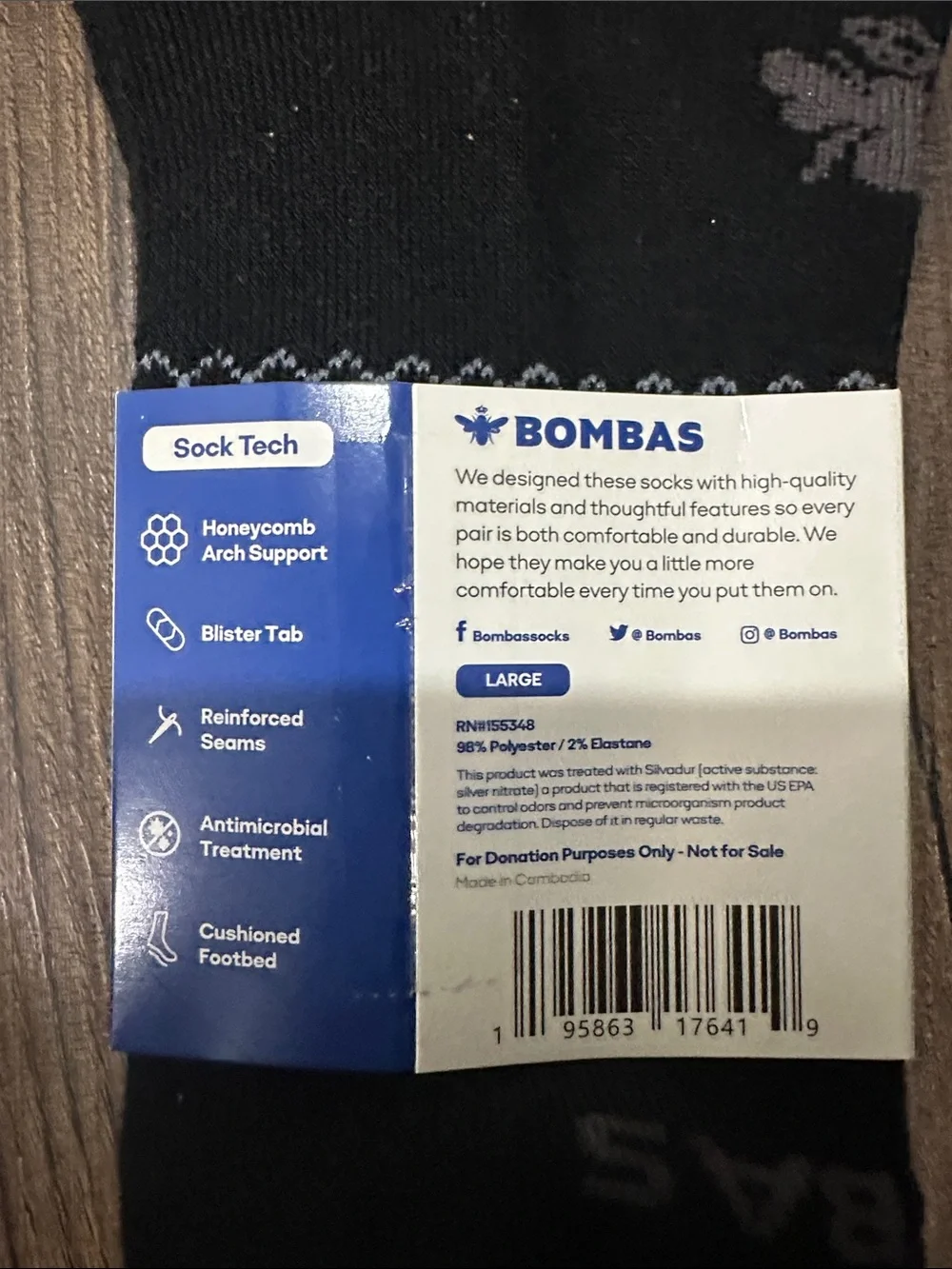 Bombas Black Men's No-Show Athletic Socks - 2 Pair size Large NWT